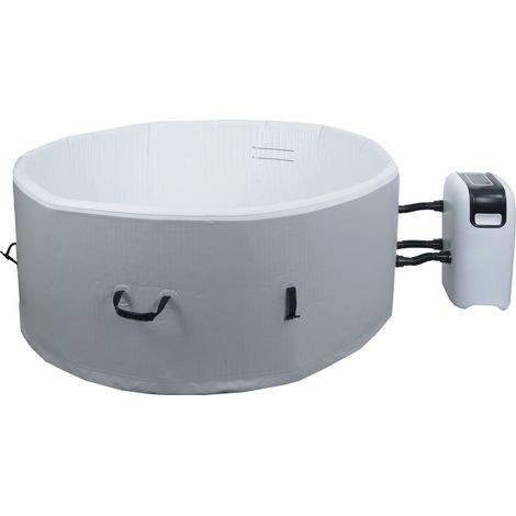 Whirlpool HHG-365, 4 Personen, In-/Outdoor heizbar aufblasbar Pumpe Dropstitch-Gewebe, rund Ø150cm grau-weiß