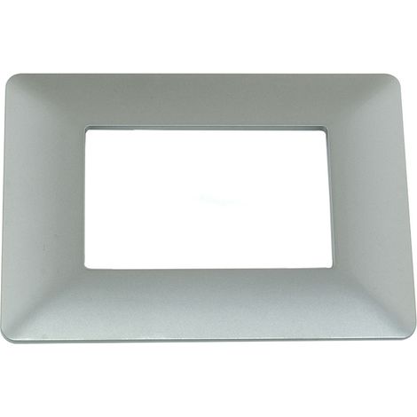 Placca Interruttore 3 Moduli Copri Placchetta Luci Bombata Metallo Argento