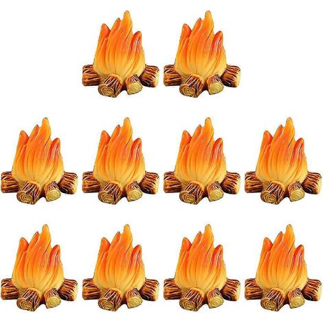 Lot de 10 miniatures de feux de camp en résine, fausses flammes, décorations miniatures-2.8X2.1X2CM