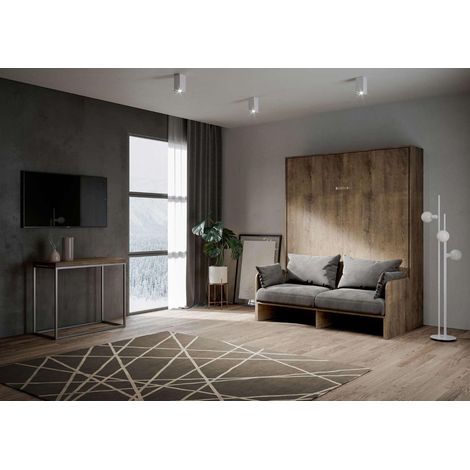 Letto stile francese a scomparsa 140 cm verticale Noce KENTARO SOFA'