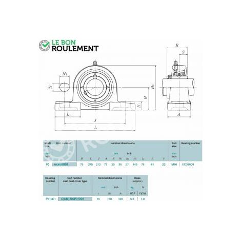 Palier fonte UCP310-D1-NTN