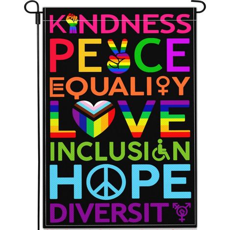 Drapeau LGBTQ+ double face 30 x 45 cm, décoration extérieure symbolisant la fierté, la gentillesse, l'inclusion et l'espoir
