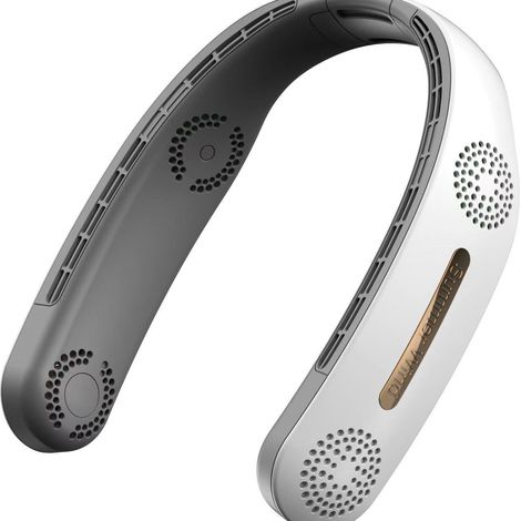 Ventilatore da collo portatile senza pale con design a turbina, che offre un raffreddamento personale a 360 gradi ricaricabile.
