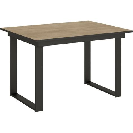 Table rectangulaire extensible 4 à 6 personnes L 120 à 180 cm bois clair et métal anthracite Banzy (1/5)