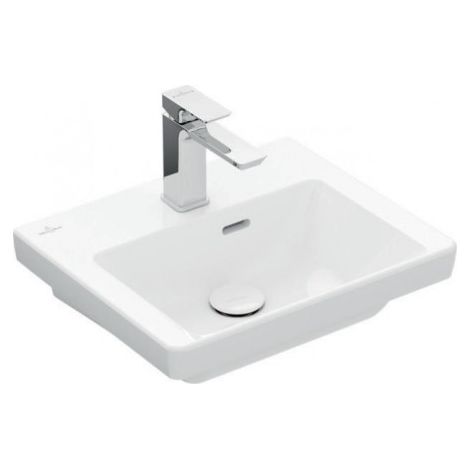Lavabo V&B SUBWAY 3.0 450x370mm avec trop-plein avec trou pour robinet blanc C+ (1/4)