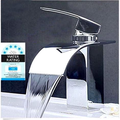 Wasserfall-Waschtischarmatur aus verchromtem Edelstahl mit 2 flexiblen Schläuchen
