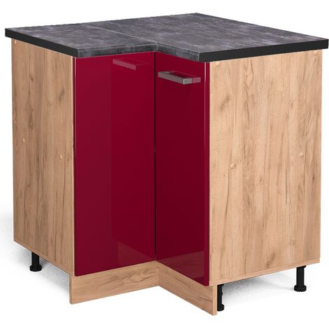 Meuble d'angle R-Line, Rouge brillant, 75.6cm , PT Anthracite, Vicco