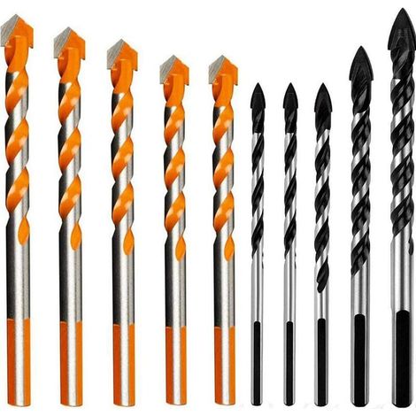 Steinbohrer 10 Stück Hartmetallbohrer für Fliesen, professionelle Bohrer, für Glas, Metall, Stahl, Keramikfliesen, Porzellan, Beton, Ziegel und Holz, 6 mm/8 mm/10 mm/12 mm (1/5)