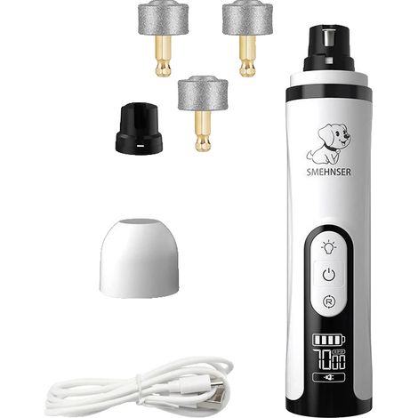 Meuleuse à Ongles Électrique pour Animaux, Rechargeable par USB, Fonctionnement Silencieux, Avec 3PCS Têtes (1/2)