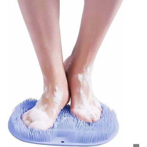 Laveur de pieds de douche, Tapis de massage des pieds patin de lave-pieds avec ventouse pour plancher de douche（Blue）- (1/5)
