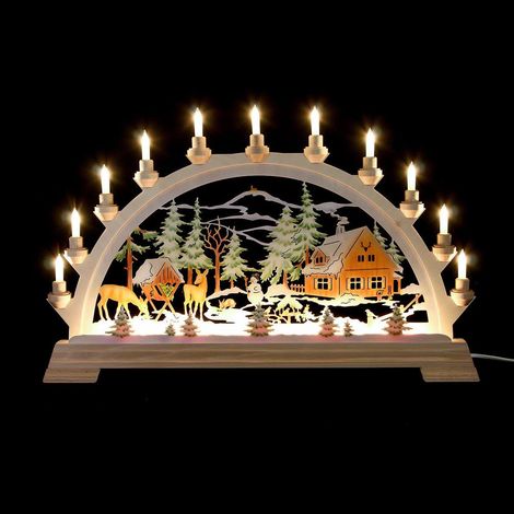 Jeffergarden Pont de bougies lumineux LED en bois pour père nol, ornement de nol d'intérieur, fonctionne à piles (1/5)