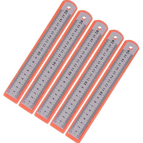 Regla recta de acero inoxidable, herramienta de medición de precisión, 5 piezas de 20 cm. (1/2)