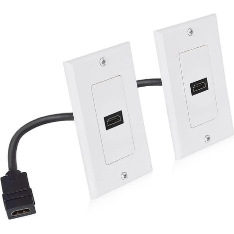 Paquet de 2 plaques murales compatibles avec 1 port en blanc (prise en charge 4K Uhd, Arc et Ethernet Pass-thru) (1/5)