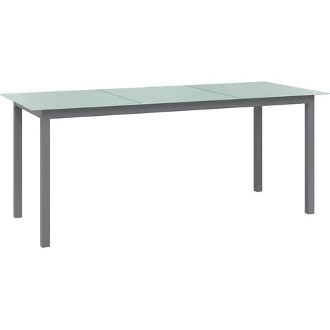 vidaXL Table de jardin Gris clair 190x90x74 cm Aluminium et verre (1/5)