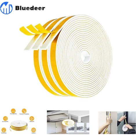 Joint adhésif pour porte et fenêtre – Mousse de caoutchouc haute densité – 3 rouleaux de 6m x 9mm – Isolation phonique et thermique – Thsinde (1/5)