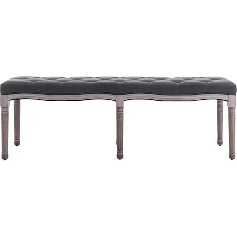 Maison Exclusive - Panca in Lino e Legno Massello 150x40x48 cm Grigio Scuro (1/5)
