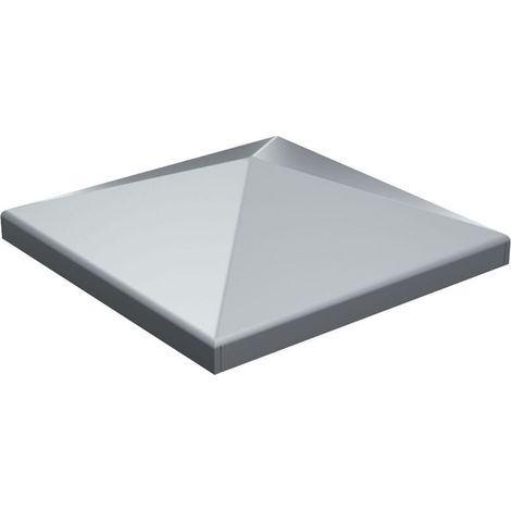 – Chapeau couvre-poteau carré en acier brut – 15 x 15 cm – Protection contre infiltrations d'eau – Forme pyramide – Garantie 5 ans (1/2)