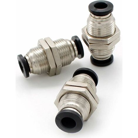 3 Pièces Connecteurs Pneumatiques, Raccord de Cloison Pneumatique, , Peut Etre Utilisé pour Fixer et Connecter la Trachée(PM-4 Noir) (1/5)