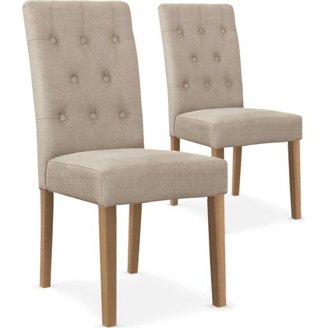Lot de 2 Chaises Design Tissu "Charmly" 99cm Beige