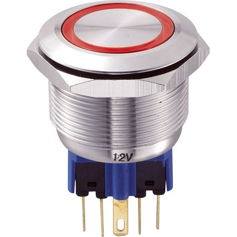 TRU COMPONENTS 701803 GQ25-11E/R/12V Vandalismusgeschützter Drucktaster 250 V/AC 5 A 1 x Ein/(Ein) t