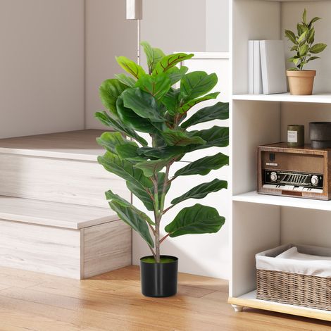 Ficus lyrata artificiel d'intérieur de 80 cm de haut avec pot, décoration pour la maison et le bureau, vert (1/5)
