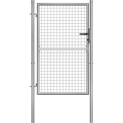 Portail de jardin-Portillon de jardin en acier galvanisé 100 x 125 cm argenté (1/5)