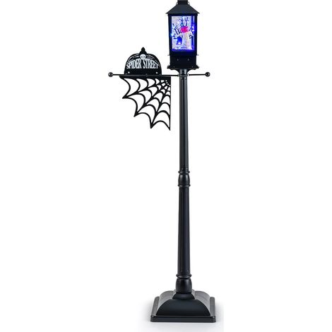 COSTWAY Lampadaire Halloween LED de 155 cm, Lampe de Rue Intérieure Activée par Le Son avec Lumières LED 6 Couleurs, Musique, Décoration Lanterne Halloween à Piles avec Citrouille Fantôme (1/5)