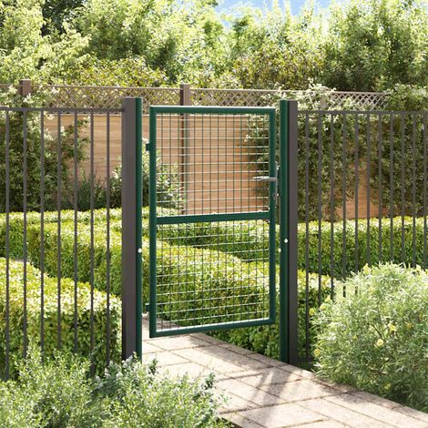 Portail de clôture-Portail de jardin-Portillon de jardin en acier 100x125 cm vert (1/5)