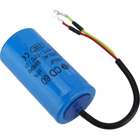 CD60 Betriebskondensator mit Anschlusskabel 250 V AC 150 µF 50/60 Hz für Motor-Luftkompressor (1/5)