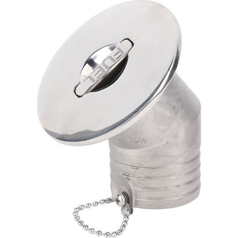 Remplisseur de pont de carburant pour bateau avec bouchon sans clé, 45 degrés, 50 mm, 2 pouces, matériel en acier inoxydable 316 poli miroir marin, cou coudé pour yacht, hors-bord, camping-car (1/5)