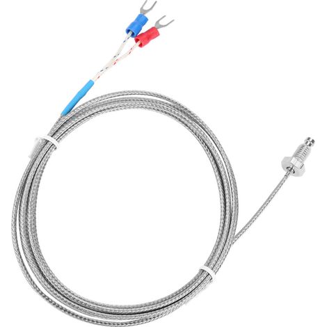 M6 Screw Fine Thread Type K Thermocouple Temperature Sensor Wire 0-400℃ (2 m)