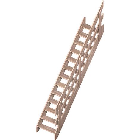 Escalier bois 13 marches - Hauteur à franchir 2.80m - Largeur 0.73m - Main courante droite - ALSACE-I-280-MCD