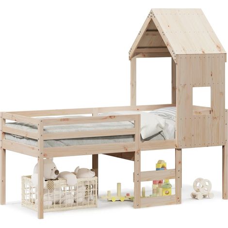 Maison Exclusive - Hochbett mit Dach 80x200 cm Massivholz Kiefer