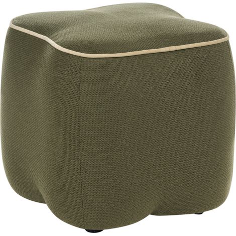 Puf cuadrado decorativo dormitorio sala de estar reposapiés tela verde Juno (1/5)