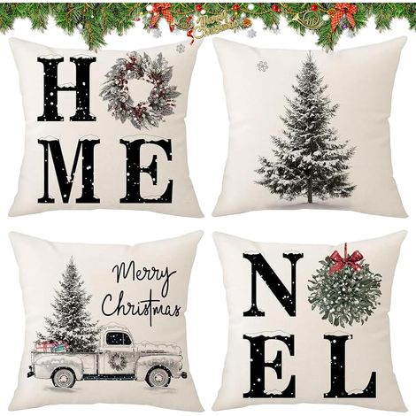 Coussins de Noël, housses de coussin décoratives pour canapé, lit et maison - Décoration de Noël 45 x 45 cm (1/5)