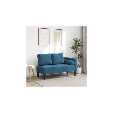 Chaise longue avec coussins bleu velours (1/5)