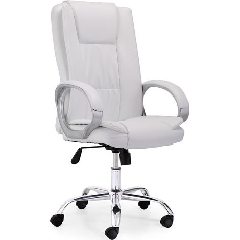 Fauteuil Pivotant Atlas Simili Cuir Blanc (1/4)