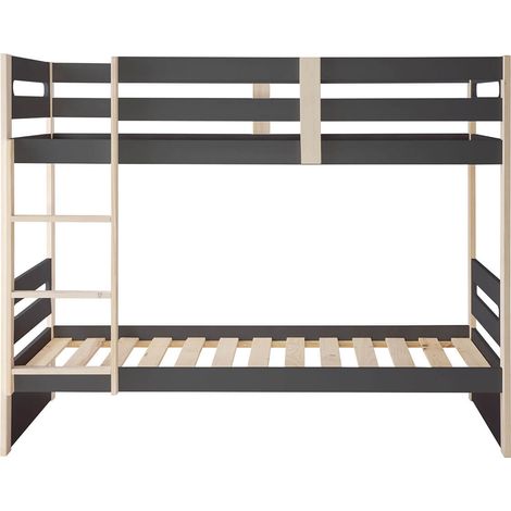 PERAUD - Lits Superposés 90x190cm Gris Anthracite et Naturel (1/5)