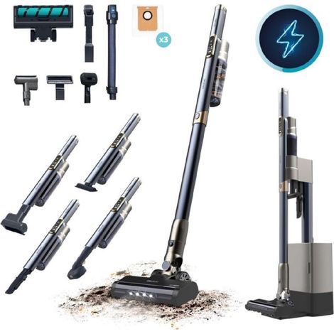 Cecotec Aspirateur balai léger sans fil avec base de vidage automatique Scoba 3000 Station. Moteur numérique brushless 210 W