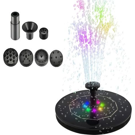 Solarbetriebene LED-Gartenfontäne – 2,5W schwimmende Pumpe – 6 Düsen für Sprüheffekte – DIY Solar-Wasserpumpen-Set