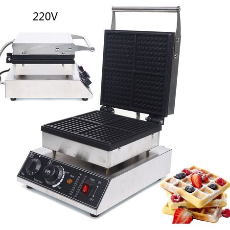 Senderpick – Gaufrier professionnel 1750W – Revêtement téflon antiadhésif – Minuteur 0-5 min – Température 50-300℃ – Gaufres carrées croustillantes