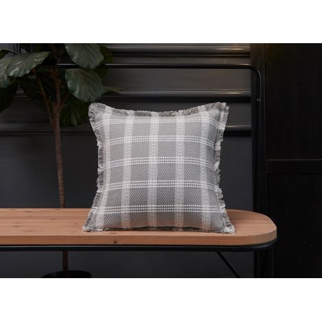 Coussin blanc et gris à carreaux 45x45 cm WARMY (1/3)