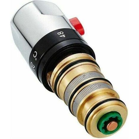 Cartouche de rechange pour robinet de douche thermostatique Chromé,Capteur de température à noyau de valve de robinet thermostatique tout en cuivre, une pièce,Lilaris (1/4)