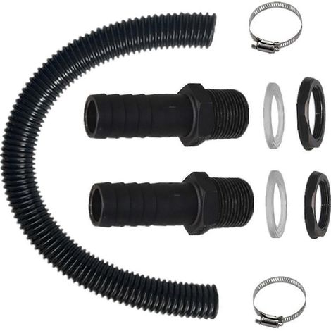 Kit de raccordement pour récupérateur d'eau de pluie comprenant un tuyau de raccordement, un manchon de raccordement et un récupérateur d'eau de pluie. (1/5)