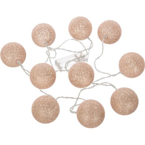 Guirlande LED à piles 10 boules D.6cm or - Atmosphera créateur d'intérieur
