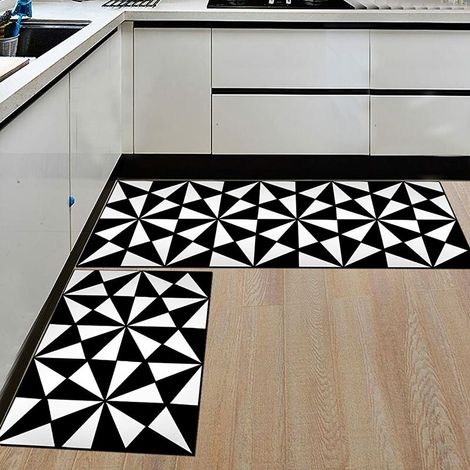 2 Piece Kitchen Mat Anti-Slip Absorbent Washable Front Sink Floor Mat 40 60+40 120cm #6 (1/4)