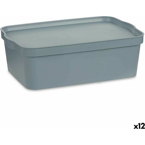 Aufbewahrungsbox de mit Deckel Kunststoff grau 14 l 29,5 x 14,3 x 45 cm (12 St.) (1/3)