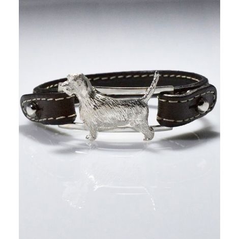 Petit Basset Griffon Vendeen Echtlederarmband in 925 Silber
