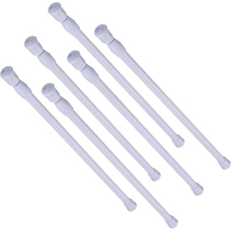Lot de 6 Tringles à Rideaux,Télescopique Tringle à Rideau,Extensible Barres de Tension,Barre de Rideau de Douche (Blanc,30-50cm) (1/5)