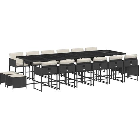 Maison Exclusive - Ensemble à manger de jardin 17 pcs coussins noir résine tressée (1/5)